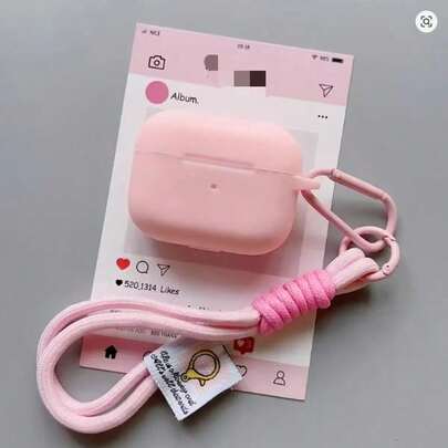 Juego de estuches protectores de silicona compatibles con auriculares Bluetooth de Apple, de unicolor minimalista con cordón trenzado, adecuados para viajar