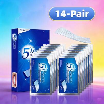 14 Sets/28 piezas Tiras blanqueadoras de dientes 5D, limpieza profunda, aliento fresco, pegatinas blanqueadoras de dientes