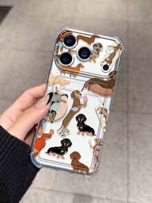 Dog Cute Dachshund Card Slot Shockproof Phone Case Compatible With Apple 17/16/14 Pro Max, High-Quality New Model Compatible With Iphone 13, 15, 12/12 Pro, 11, 15 Pro Max, 16 With Card Holder - Clear - View 4