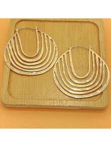 1 Pair Vintage Exaggerated U-Shaped Geometric Earrings, Unique Personalized Earrings For Women - Yellow Gold - View 12