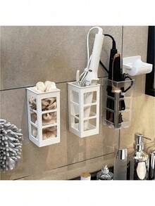 2 chiếc giá đỡ máy uốn tóc tối giản, bảng kẹp lược treo tường dùng trong phòng tắm, kèm keo dán. - Nhiều màu - Xem 6