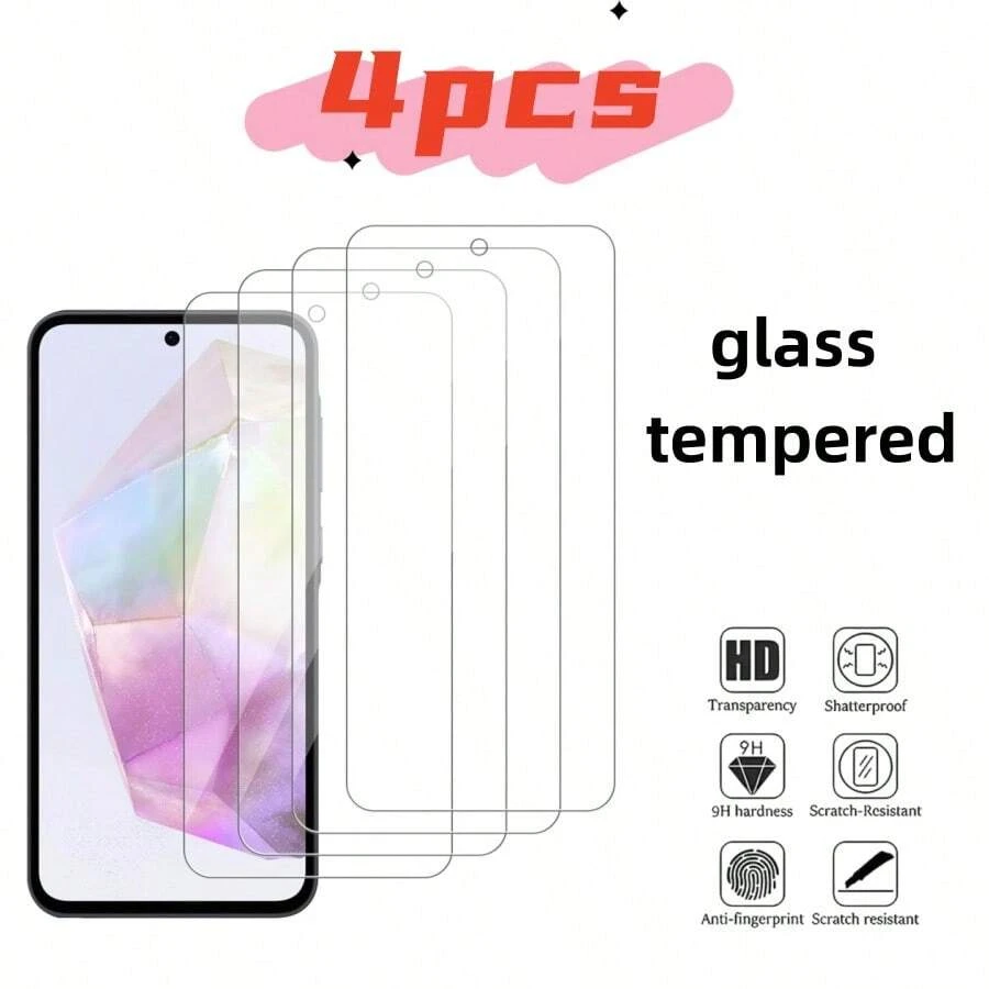 4pcs High-Definition Tempered Glass Screen Protector, Scratch-Resistant, Smooth Edges, Anti-Shock, Compatible With Samsung Galaxy A13/A14 5G/A23/A34/A54/S24 FE/A54/A35/A15/A05s/S23 FE/S24FE/A06/A36/A56/A26 And Similar Models, High Clarity, Bubble-Free, Anti-Scratch, Full Screen Coverage - Clear - View 1