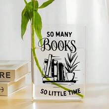 1个亚克力书形花瓶，高品质花瓶，个性化造型和图案设计“书太多，时间太少”，适合爱书之人，是书房、客厅、咖啡馆、图书馆等场所的理想桌面装饰，也是生日、节日、感恩节、圣诞节的绝佳礼物。 - A - 查看 1