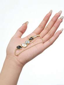 1pc Fashionable Personalized Enamel Letter Necklace, Women Jewelry - One Size Fits All and Is Of High Quality. - View 1