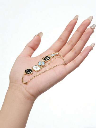 1pc Fashionable Personalized Enamel Letter Necklace, Women Jewelry