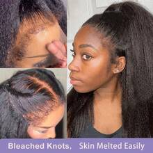 bling hair Wear Go Glueless Wigs Human Hair KinkyStraight Human Hair Wig For Women 14-32 Inch, Natural Yaki Straight Wig Pre Plucked 180% Density, 13x4 Transparent Glueless Kinky Straight Lace Front Wig Natural Color,Hidden Strap 360 Lace Front Wigs Human Hair Yaki Straight Glueless Wigs Pre Plucked Pre Cut 20 Inch 3 In 1 Half Wigs For Women Drawstring Seamless Flip Headband Wig Beginner Friendly  Glueless Wig No Filter Glamorous Weekend Ready For Women Beginner Friendly No Glue No Sew In Daily Wear Hair Accessory 180% Density - Natural Black - 查看 8