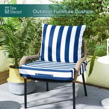 All-Season Outdoor Chair Cushion, Soft & Comfortable With High Elastic Filling, Non-Slip Design, Sun-Resistant & Fade-Resistant, Breathable & Not Stuffy, Machine Washable & Space-Saving, Multi-Scene Use, Cost-Effective For Home & Outdoor - Navy Blue Stripes - View 2
