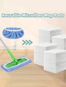 Almohadillas reutilizables para trapeador, cubiertas de trapeador plano de uso en seco y húmedo, adecuadas para la limpieza de pisos de madera dura: duraderas, alta absorción, adecuadas para limpieza en seco y húmedo, compatibles con la mayoría de los trapeadores planos, cabezal de trapeador no incluido, herramienta eficiente para el cuidado del piso | Superficie detallada | Material de alta absorción - Multicolor - Ver 7