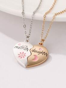 1 Set Oil Drop Magnetic Pendant Jewelry, Mother-Daughter Matching Accessory, Mother's Day Gift - Heart-shaped Magnetic Necklace - View 3