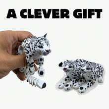 3D Printed Snow Leopard Figurine, Realistic Wildlife Model For Terrarium, Garden, Aquarium, Desktop & Holiday Gifts - A - View 7
