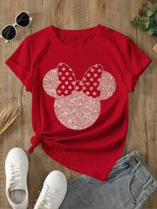 Disney Women T-Shirts - 紅色 - 查看 1
