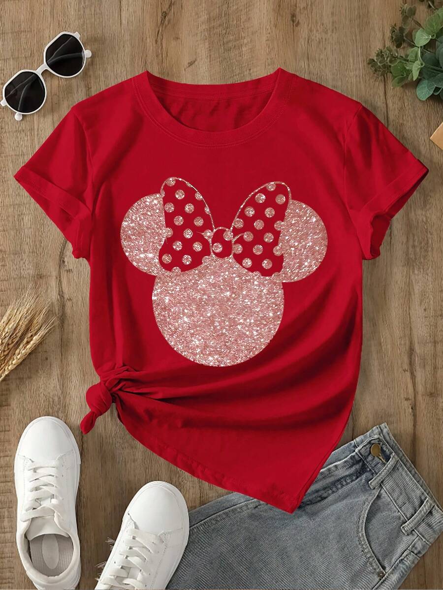 Disney Women T-Shirts - 紅色 - 查看 1