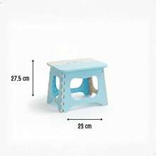 Banqueta Banco Plástico Dobrável Colorida Compacta Funcional - Azul bebê - Visão 3