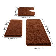 3-Piece Memory Foam Bathroom Rug Set, Ultra Plush Shaggy Bath Mat With Non-Slip Backing, Super Absorbent & Quick-Dry Microfiber Bathroom Floor Mats For Tub, Sink & Toilet, Machine Washable Bath Rugs - Brown - View 5