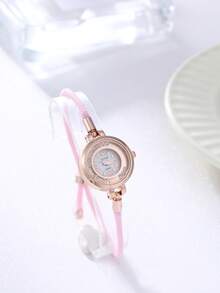 一套优雅的石英手表和珠宝配饰套装，包括一款时尚的圆形女士腕表和一条镶钻手链。 - 彩色 - 查看 15