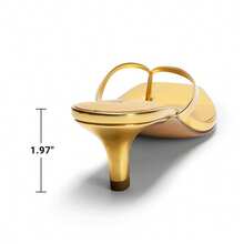 Women Kitten Heel Thong Heeled Sandals Fashion Open Toe Slip On Summer Sandals For Daily And Party Wedding Wearing - 金色 - 查看 4