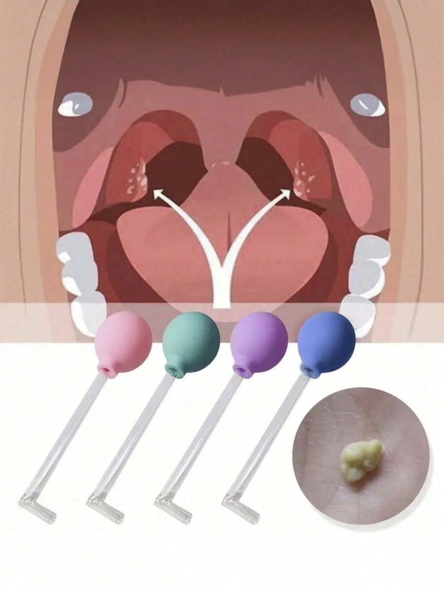 1 Set Tonsil Stone Removal Tool Kit, Includes PVC Suction Ball, Oral Hygiene Suction Ball, Cupping Device, Rubber Gum Stimulator - Multicolor - View 1