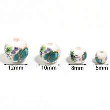 20-30颗复古蓝白瓷珠，金绿色花卉图案陶瓷圆珠，DIY首饰制作材料 - 金綠花草 - 查看 7