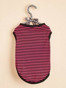 1件涤纶粉色条纹可爱宠物背心，狗/猫透气防掉毛无袖衬衫 - 彩色 - 查看 4