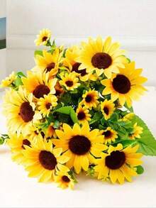 1 Bouquet Of 13 Artificial Sunflowers, Daisy Countryside Style, Suitable For Home Decor, Bedroom Decor, Mother's Day, Party Decor, Wedding, Wedding Decor, Bedroom Decor, Party Supplies, Wedding Decor, Living Room Decor, Gift For Her - Multicolor - View 3