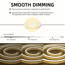 5V COB Neon Light Strip, USB Powered, IP65 Waterproof, Touch Switch With Long Press Brightness Adjustment, 1 Roll Tape Included, Ideal For Garden, Bedroom, Living Room, Cabinet & Wardrobe Lighting - Warm White - View 3