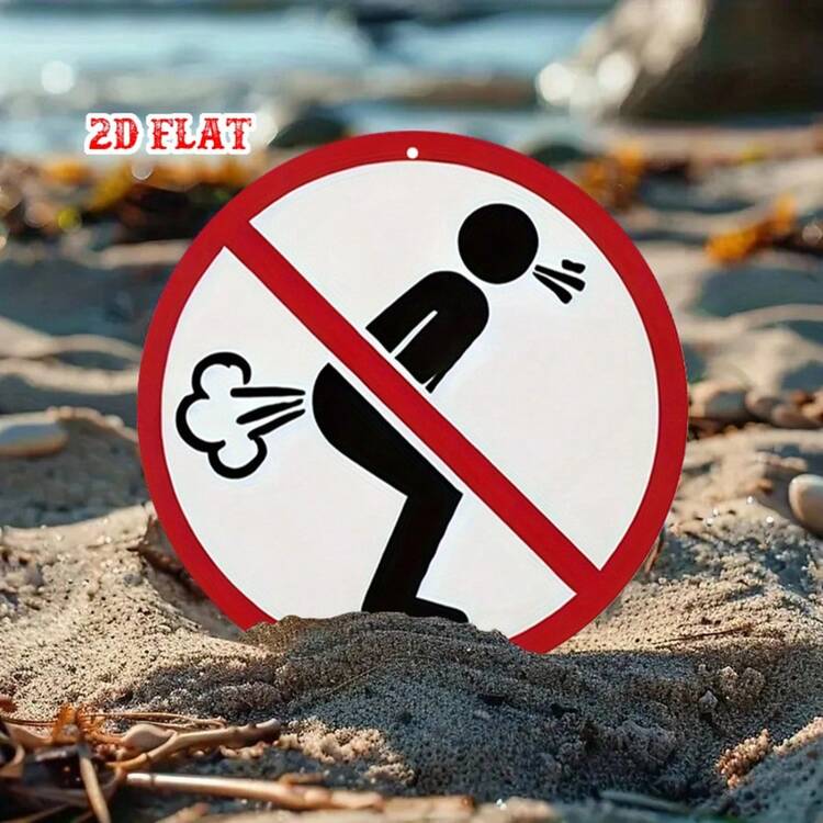 2D平面圆形禁止吸烟金属标志，复古幽默金属墙面艺术警告标志，8英寸x8英寸圆形铁板，金属墙面装饰，适用于家居、车库、餐厅、咖啡馆 - 多色 - 查看 4