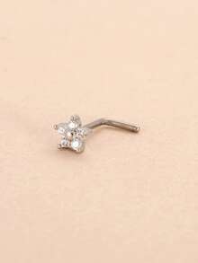 1pc Fashionable Small Flower Nose Stud, Suitable For Daily Wear - Silver - View 4