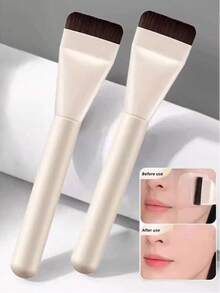 1/2/3支装超薄直头平头粉底/面膜刷，化妆师必备工具，隐形无痕，旅行装超薄粉底刷轻盈面部轮廓刷扁平面膜刷晕染粉底霜化妆刷，化妆刷粉底化妆工具扁平粉底刷液体粉底刷，粉底刷，遮瑕刷，轮廓刷，腮红刷，散粉刷，粉底刷 - 米色 - 查看 1