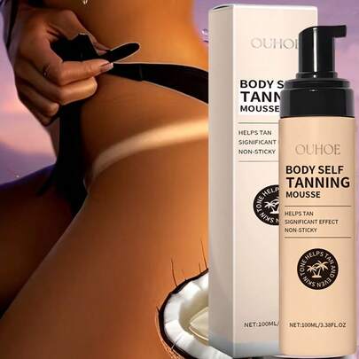 100ml Quick Tanning Mousse, Gradient Natural Tan, Creates A Natural Tan, Made With Natural Plant Ingredients For A More Even Light Beige, A Tanning Agent Without Sun Exposure