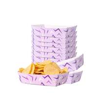 10/20/50pcs, Purple Lightning Pattern Party Fry Boxes, Paper Popcorn Boxes, K-Pop Themed Paper Snack Trays,Disposable Paper Boat-Shaped Food Trays For Dancers & Singers, Purple Paper Food Trays For Birthday Party,Chips Fries Serving Supplies - View 8