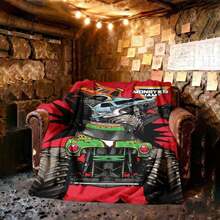 1PC 3D Monster Jam Monster Truck Cartoon Blanket, Edgy Gift For Motorsports Fans, Themed Man Cave Decor, Retro Sci-Fi Party Accent & Race Day Souvenir,Soft Throw Blanket For Home Bedroom Bed Sofa Picnic Travel Office Cover Blanket, Multiple Sizes 50x60 To 60x80 Inches - Multicolour 40 - 查看 2