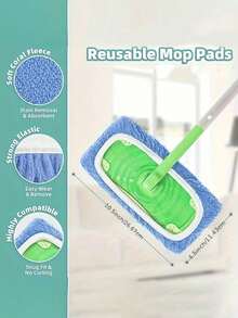 Almohadillas reutilizables para trapeador, cubiertas de trapeador plano de uso en seco y húmedo, adecuadas para la limpieza de pisos de madera dura: duraderas, alta absorción, adecuadas para limpieza en seco y húmedo, compatibles con la mayoría de los trapeadores planos, cabezal de trapeador no incluido, herramienta eficiente para el cuidado del piso | Superficie detallada | Material de alta absorción - Multicolor - Ver 5