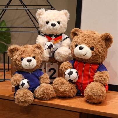 16厘米/23厘米足球泰迪熊毛绒玩具，柔软蓬松的毛绒动物，足球迷必备，非常适合房间装饰、生日派对、婚礼季礼物、母亲节礼物、毕业季礼物和返校季礼物。