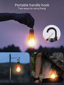 Lampu LED Filamen Tungsten, Lampu Kemah Retro, Lampu Suasana Kemah Isi Ulang USB, Lampu Tenda, Lampu Darurat Luar Ruangan - Satu ukuran - View 4