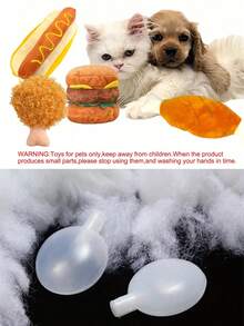 PETSIN 毛绒吱吱作响的狗玩具，耐用的咀嚼玩具，用于清洁狗狗的牙齿，汉堡包、炸鸡、薯条、披萨形状的宠物玩具，供狗狗玩耍和缓解压力 - 彩色 - 查看 6