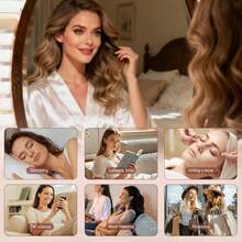 1个Mcbki仙女粉色卷发棒，用于头发造型。可重复使用的免加热卷发圈，无需加热，带发爪夹的丝带卷发棒，打造自然柔和的DIY波浪卷发，睡眠造型工具，无需加热，隔夜卷发圈，丝带卷发棒。 - 珊瑚粉 - 查看 11