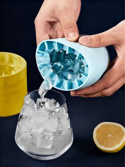 1pc Silicone Portable Ice Mold, Cylindrical 3D Ice Maker, Easy-To-Unmold Silicone Ice Tray, Multi-Layer Design, Simple Bucket Shape (With Lid), Reusable, Ideal For Making Autumn Drinks, Cocktails And Fruit Ice Cubes. Suitable For Home, Bar, Club And Outdoor Use, Kitchenware