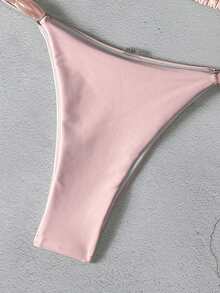 Bikinx 女士优雅比基尼套装，采用细肩带、系带前襟和露背设计，并饰有打结细节，尽显时尚风采。 - 粉色 - 查看 9