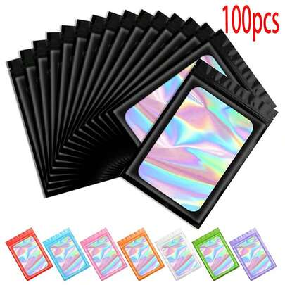 100pcs Gradient Self-Adhesive Jewelry Sealing Bags With Transparent Window, 7.5x12cm Clear View Dustproof Storage For Rings Earrings, Bulk Value Pack For Home & Small Business Organization