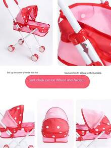 Foldable And Portable Stroller And Walker Toy, Made Of Breathable Fabric, Doll Can Make Sounds And Open/Close Eyes, Multiple Detachable Joints, Suitable For Bedroom And Living Room Use. An Eye-Catching Gift For Children On Holidays Or Birthdays, Suitable For Both Boys And Girls To Play Roleplay Games. - 彩色 - 查看 10