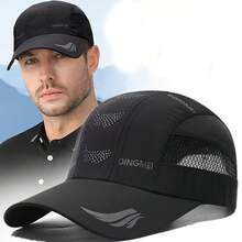 1pc, Men's Baseball Cap, Quick-Drying, Breathable, Lightweight Sports Cap, Made Of Acrylic Material, Suitable For Running, Sports, And Daily Casual Wear - Deep Blue - View 1