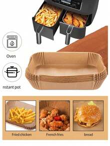 100张空气炸锅一次性衬垫，不粘防油烘焙纸，适用于所有空气炸锅，100张装 - 彩色 - 查看 5