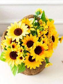 1 Bouquet Of 13 Artificial Sunflowers, Daisy Countryside Style, Suitable For Home Decor, Bedroom Decor, Mother's Day, Party Decor, Wedding, Wedding Decor, Bedroom Decor, Party Supplies, Wedding Decor, Living Room Decor, Gift For Her - Multicolor - View 5