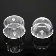 1PC Miniature Dollhouse Acrylic Clear Cake Display Plate Stand Fruit Snack Tray With Lid Cover Dolls House Kitchen Tableware - Multicolor - View 2