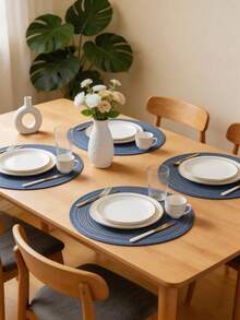 2 st/4 st/6 st 15-tums rund vävd bordsunderlägg, tvättbar halkfri värmebeständig bordsunderlägg, lämplig för hemmamåltider, högtidsfester, bröllop - Multifärgad - Visa 9