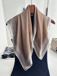 1pc Women's Solid Color Scarf, Square Headband/Neckerchief 70x70cm,Holiday,Travel Essential - Khaki - View 2