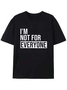 Women's Casual Blouses, Women's T-Shirt With Slogan Print, Short Sleeve, Round Neck, Graphic Design 'I'M NOT FOR EVERYONE', Tops For Women,  Gym Y2K Mexico - 黑色 - 查看 2
