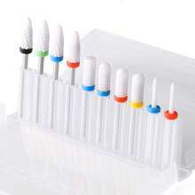 10pcs/Set Manicure Sanding Heads, Polishing & Removal Tools, White Ceramic Nail Drill Bits - Multicolor - View 1