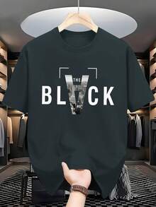 Men'S Short-Sleeve Shirt Made Of, Lightweight And Breathable, Featuring  Printed Designs.This Creatively Illustrated T-Shirt With A Letter Theme Is Ideal For Travel, Summer, Beach Outings, And Everyday Casual Wear At HomeMinimalist Style  Sweatshirt .,Mens Clothes,Shorts,Shirts,Men,Romwe - 白色 - 查看 8