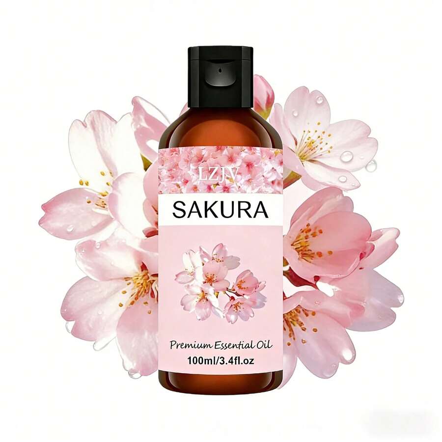 100毫升樱花精油，适用于藤条香薰、加湿器、DIY香氛包、蜡烛、手工皂制作，纯精油，具有舒缓、芳香疗法、放松、促进睡眠、缓解压力、日常护肤按摩、瑜伽、冥想、空气净化等功效，是馈赠亲友的理想之选，香味持久。 - 櫻花精油 - 查看 1